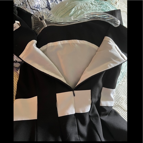 Designer Calvin Klein Color Block A-Line Midi Dress - Picture 5 of 10